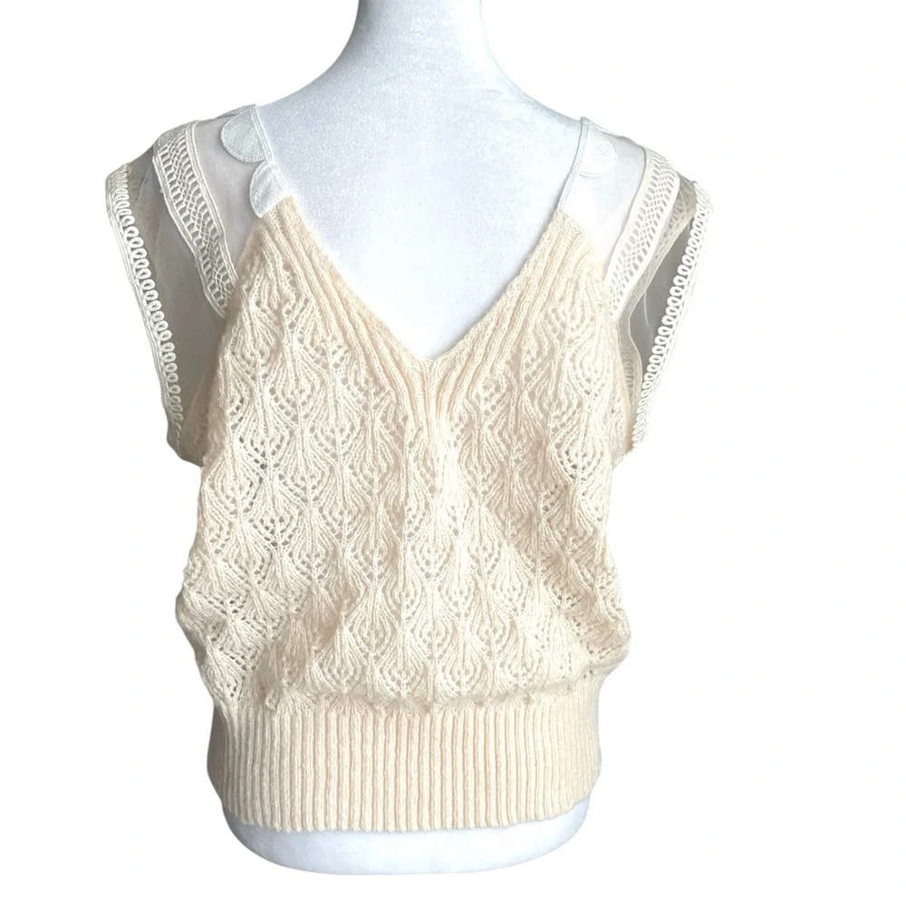 Anthropologie Maeve Scallop Neck Knit Sweater Vest - Picture 3 of 6